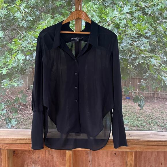 Theysken's Theory Women's Black Sheer Long Sleeve Blouse Size S - Picture 1 of 7